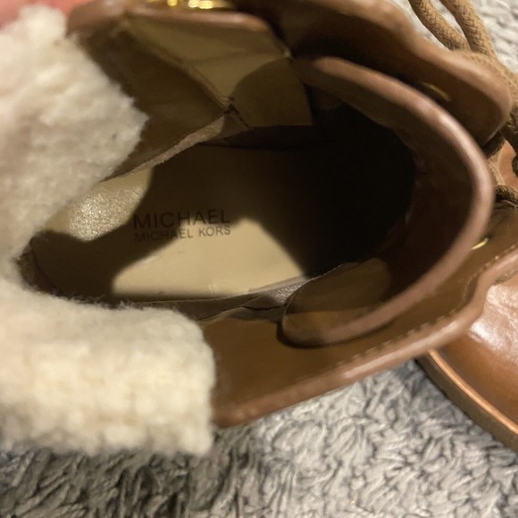 Michael Michael Kors Kim Lace Up Leather Bootie In Dark Caramel Size 7M - Picture 10 of 14